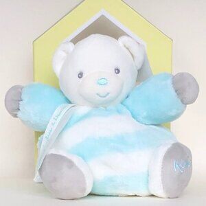 NIB Kaloo Small Bear Blue Aqua & Cream Pastel Plush Stuffed  Animal  w/Gift Box
